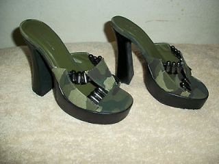 Ellie S557 ARMY Zombie Soldier Green Camo w/Bullets High Heel Mules 