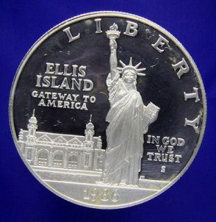 1986 AMERICAN ELLIS ISLAND STATUE OF LIBERTY SILVER ONE DOLLAR