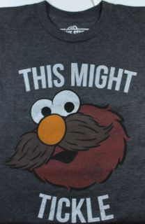 Mens Sesame Street Elmo Shirt This Might Tickle Me Mustache Charcoal S 
