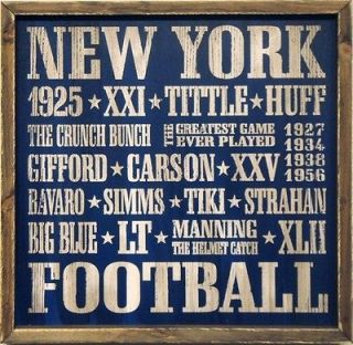 New York Giants Vintage Style 18x18 Football Wood Sign Manning Strahan 