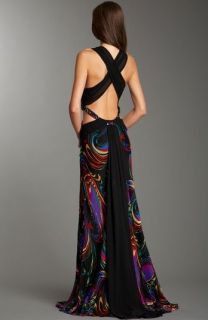 La Femme Embellished Silk Chiffon Gown Prom Party Dress Sexy Back XS 2 
