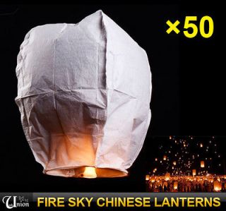   Fire Sky Lantern Floating Lamps Paper Wishing Wedding Party White