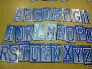 EMBROIDERED BLUE IRON ON CRAFT BLOCK LETTERS LARGE 3