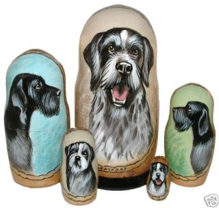 German Wirehaired Pointer on Russian Nesting Dolls. #4