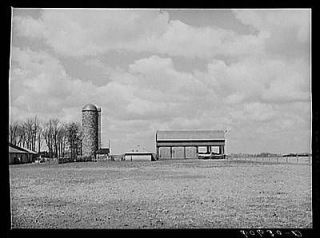 Silo,corn crib. Grundy County,Iowa