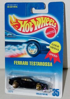 Hot Wheels Ferrari Testarossa   Black Base Tan Int Collector #35 