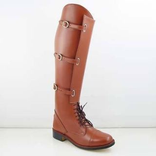 MB1 FAMMZ Men Horse Riding Motorcycle Police Leather Boot TAN Slim 
