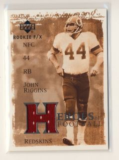 2002 Upper Deck Rookie F/X John Riggins Jersey Washington Redskins