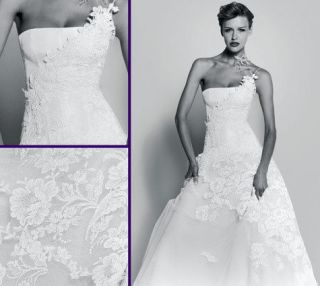 Cymbeline Soraya Silk White Wedding Gown with lace sleeve, size 8 