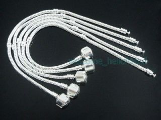 10pcs Snake Chain Silver /P Charm Bracelets Fit European Beads Choose 