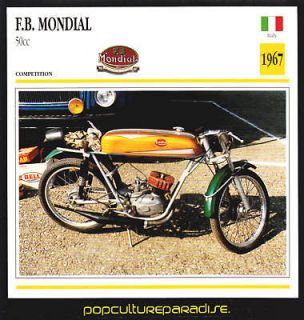 1967 F.B. MONDIAL 50cc Bike MOTORCYCLE ATLAS PHOTO CARD