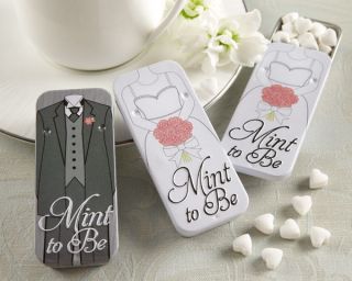   Be Bride Groom Slide Mint Tins Heart Mints Black White Wedding Favors