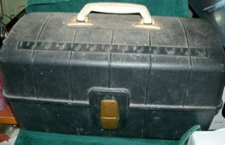 VINTAGE FISHING TACKLE BOX WITH TACKLE AS FOUND