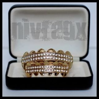   CZ Stones Grillz Iced Out Teeth Vampire Fangs Set Grills Bling 13GTB