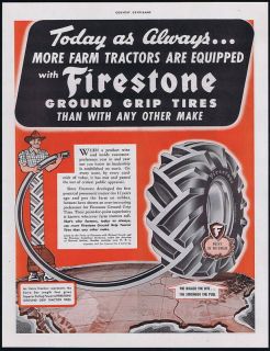 1944 Firestone Farm Tractor Ground Grip Tires Ad