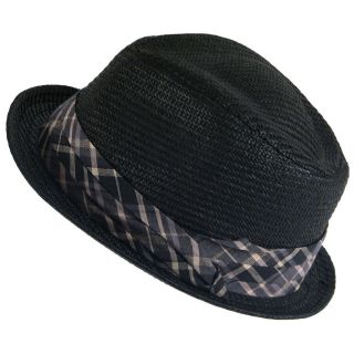 Upturn Brim Summer Stingy Fedora Trilby Hat Black L/XL
