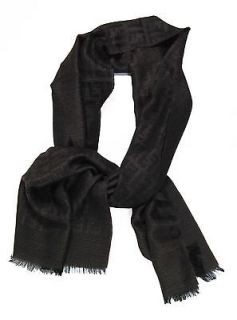 Fendi Womens Sciarpa Gessato FF Brown/Black Woven Wool Long Scarf $460 