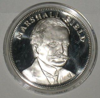 1976 GALLERY OF GREAT AMERICANS MARSHALL FIELD 925 STERLING ROUND P87