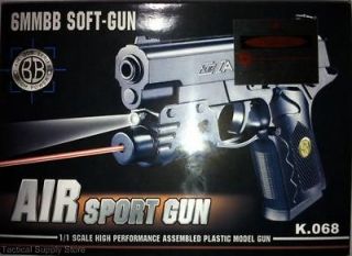 NEW AIRSOFT SPRING PISTOL GUN SILVER w/ TACTICAL LED LIGHT & LASER 6mm 