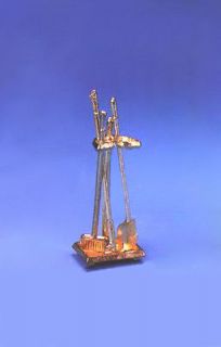 Dollhouse Miniature Brass Fireplace Tool Set #IM66236