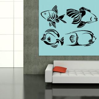 SET OF 4 TROPICAL FISH NEMO WALL ART DECAL STICKER giant tattoo 