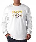 Navy Triple Insignia Design Long Sleeve Tee Shirt