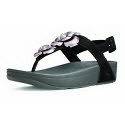FitFlop Floretta Pewter/Black Strappy Sandal womens sizes 5 9 NEW