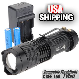 UltraFire CREE Q5 LED SA3 Flashlight Torch Zoomable Zoom Charger 
