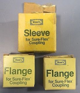   Sure Flex Coupling Sleeve (3 JE) and 2 Flanges (3J 1/2 and 3J 3/4) NIB