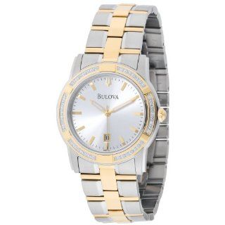 Bulova Mens 98E104 Diamond Accented Stainless Steel Bracelet Watch 