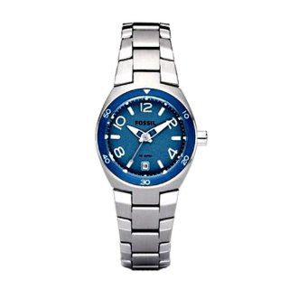 Fossil Womens AM4309 Stainless Steel Bracelet Blue Analog Dial Watch 