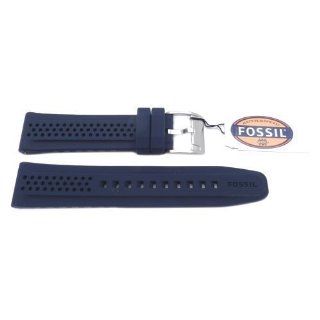 Fossil Navy Blue Silicone Textured Sport 22mm Watch Strap Watches 
