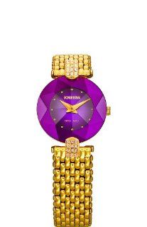   Dimensional Glass Purple Dial Rhinestone Watch Watches 