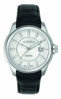   09 Uranos Luminous Silver Dial Leather Date Watch Watches 