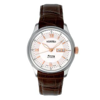  Automatic White Dial Day and Date Leather Watch Watches 