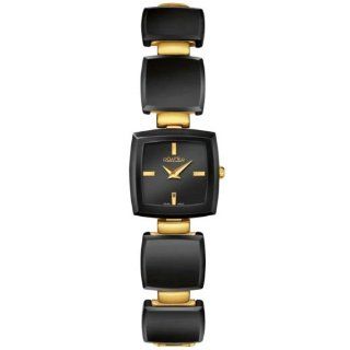  Square Black Ceramic Gold PVD Diamonds Watch: Watches: 
