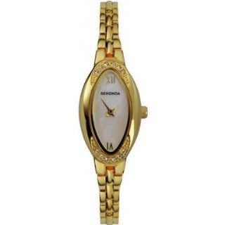 Sekonda 4259 Ladies White Gold Stone Set Dress Watch: Watches:  