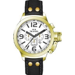 TW Steel Gold Tone Large Steel White Dial Strap Chrongraph TW7 Watch 
