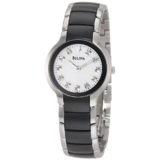 Bulova Womens 98P127 Diamond Black & silver ion plated Watch: Watches 