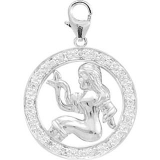 14K White Gold Diamond Zodiac Virgo Charm Jewelry