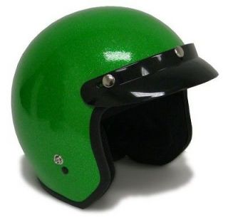 XL~Metalflake Motorcycle Helmet Vintage Green Open Face Racer Chopper 