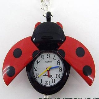 Red Beetle Ladybug Girl LADIES Pendant Necklace Watch 1PCS
