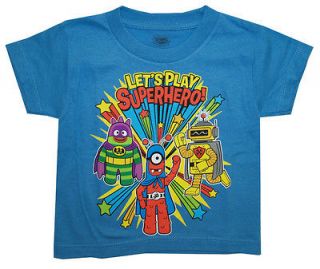 Yo Gabba Gabba Lets Play Superhero Cast Cartoon Toddler T Shirt Tee