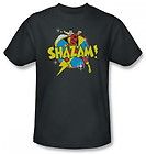 DC Comics Power Bolt Shazam Charcoal Adult Shirt DCO141 AT