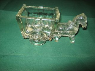 Vintage Horse and Wagon Glass Candy Container ???