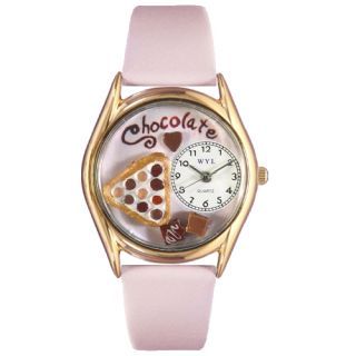   Chocolate Lover Pink Leather And Goldtone Watch #C0310005