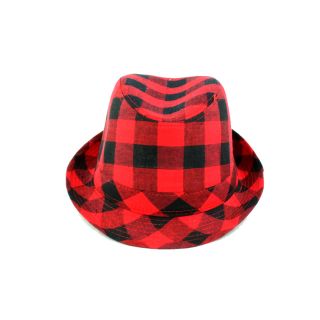 Newegg   Faddism Stylish Red and Black Square Design Fedora Hat 
