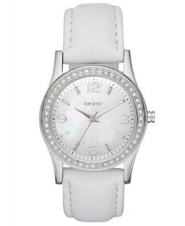 DKNY Watch, Womens White Leather Strap NY8376
