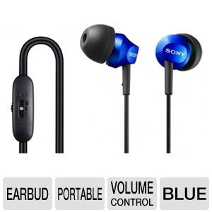 Sony MDREX58V/BLU In Ear Headphones   In Line Volume Control, Blue at 