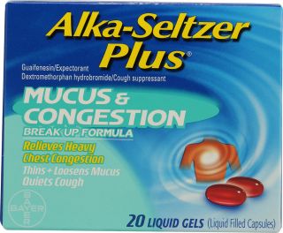 Alka Seltzer Plus Mucus and Congestion    20 Liquid Gel Capsules 